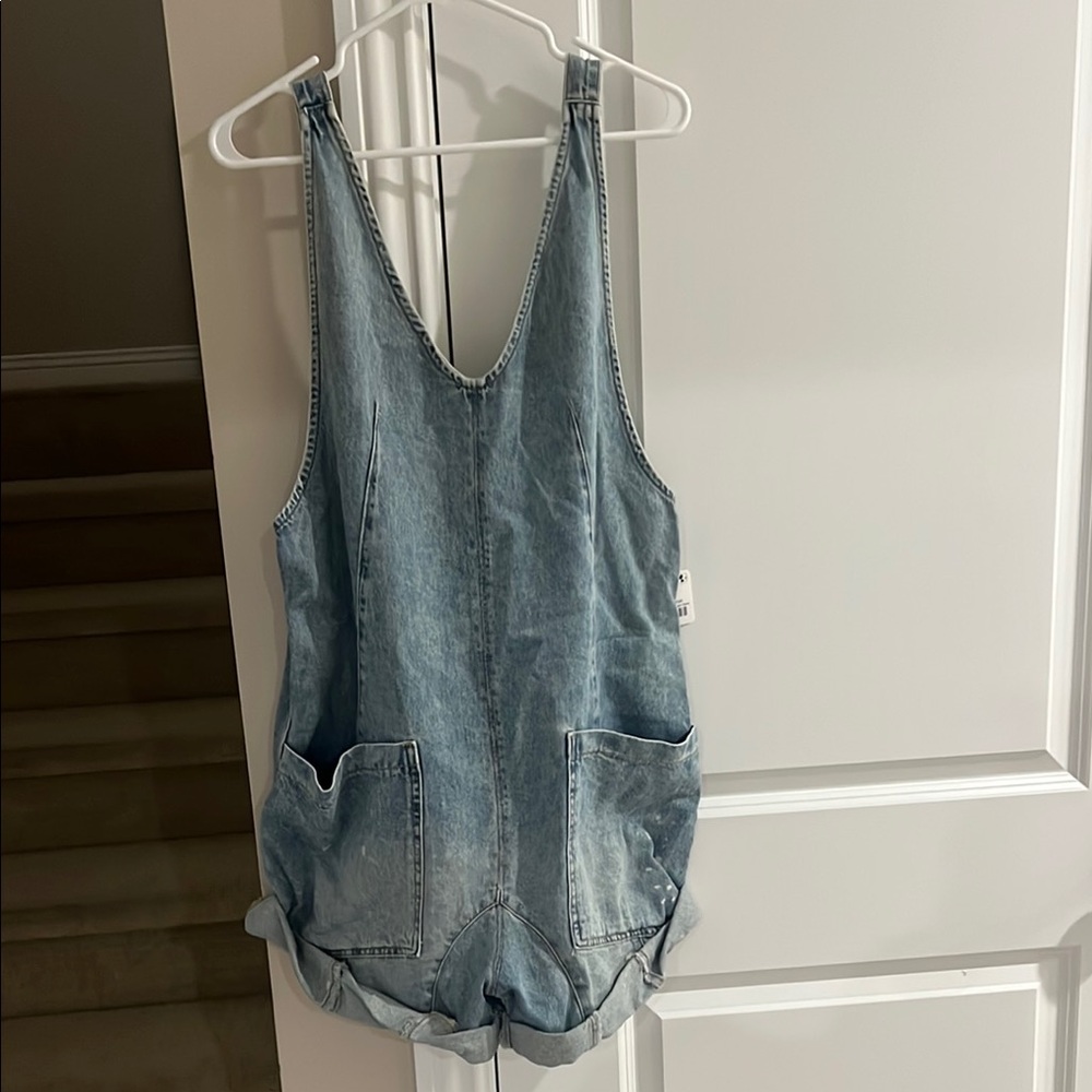 Free People Light Blue Denim Playsuit